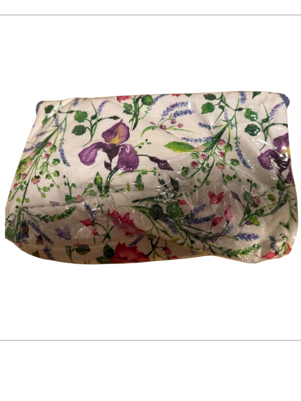 CRABTREE & EVELYN LAVENDER Floral Print Cosmetic Bag White with Green and Purple - Picture 3 of 7
